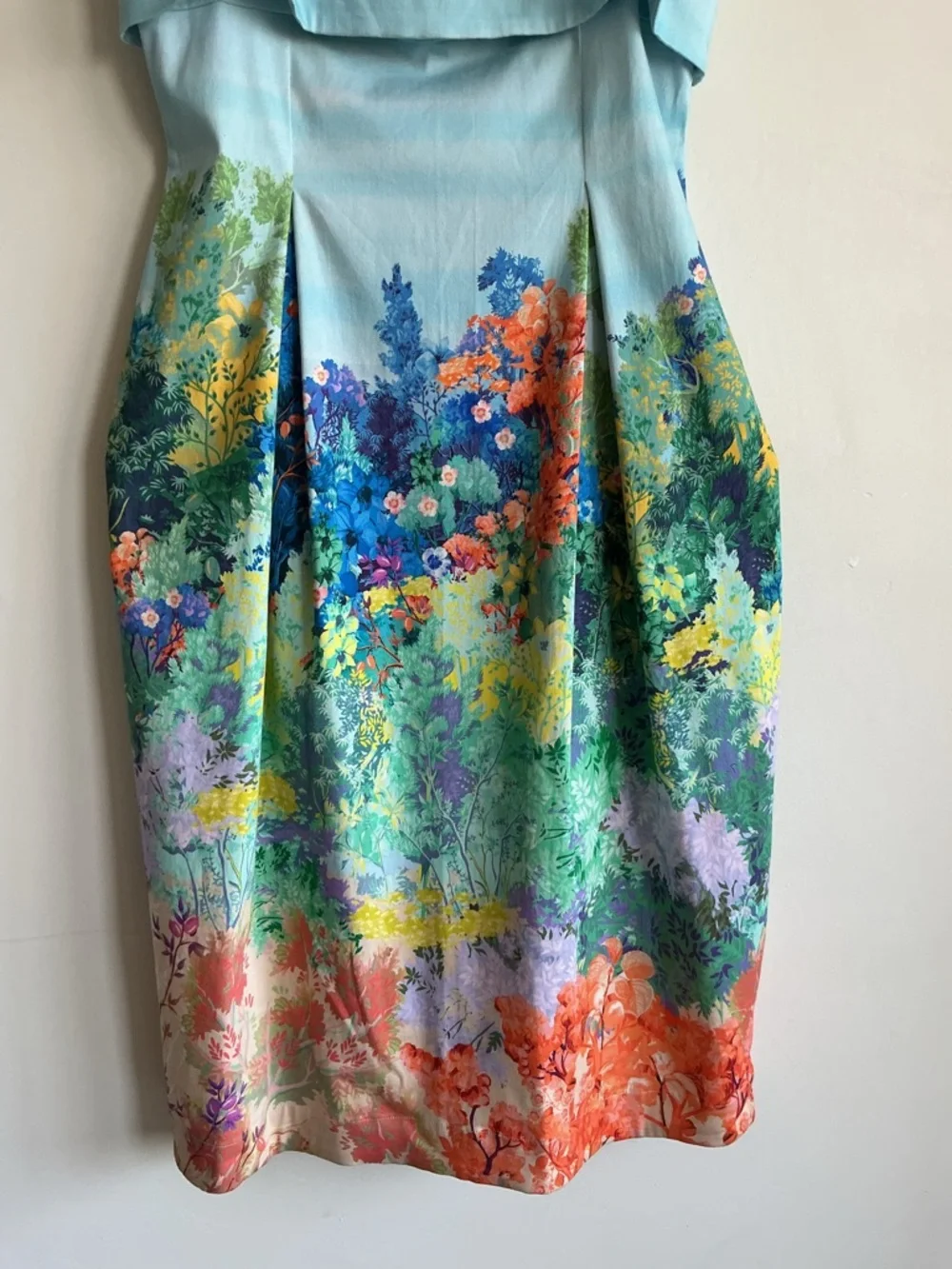 Anthropologie Landscape Floral Midi Dress Blue Fit & Flare Garden Artsy Size S - Picture 6 of 11